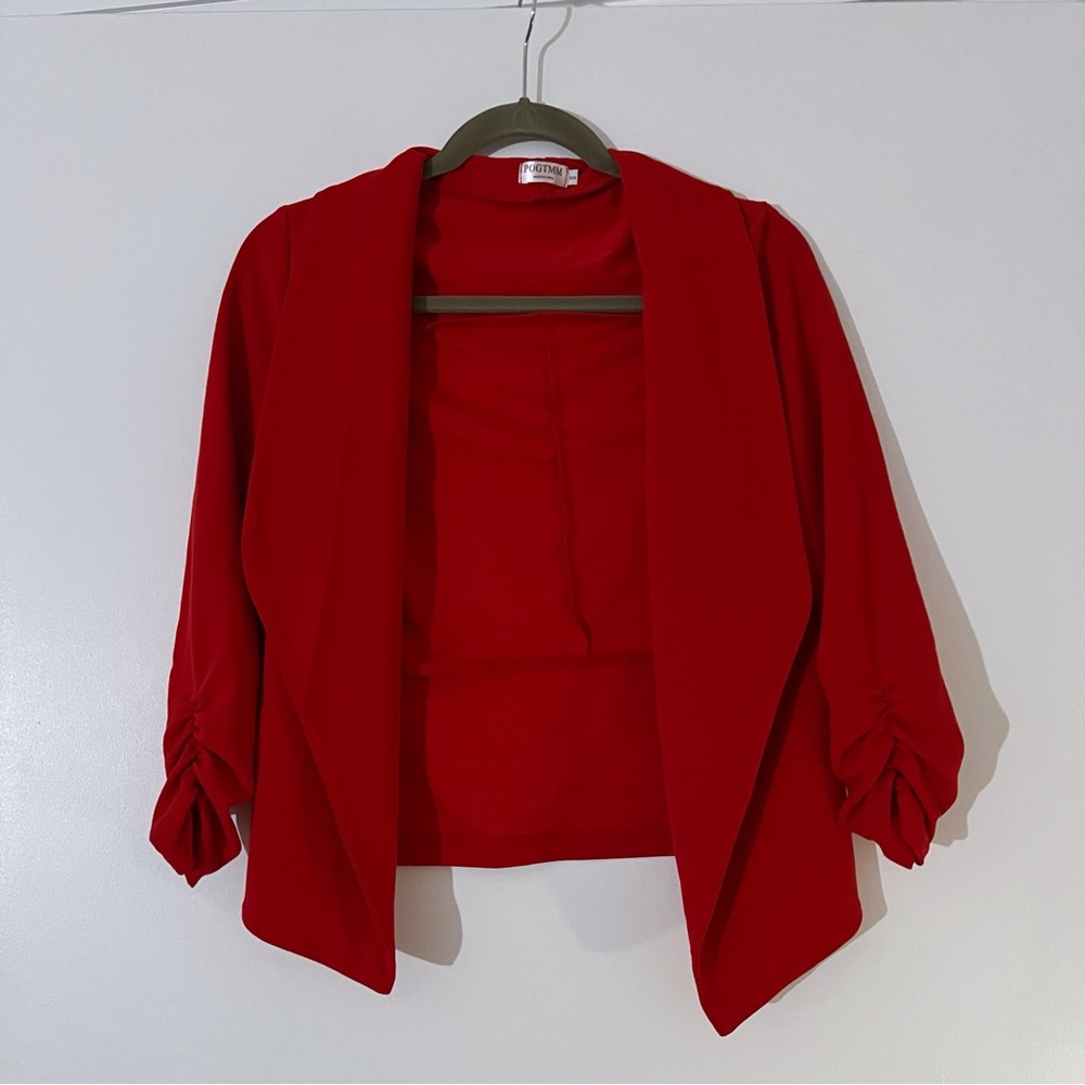 Chico's Red Open Front Blazer